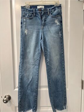 BKE Light Blue Straight Leg Distressed Jeans
